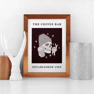 coffee wall art coffee bar print halloween coffee bar decor skeleton print coffee poster coffee printable digital download image 6
