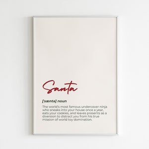 Santa Definition Minimal Christmas Wall Art Holiday Decor Christmas Home Decor Printable Wall Art image 9