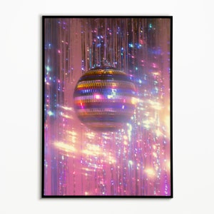 Preppy Wall Art, Disco Ball Print, Trendy Wall Art, Girly Wall Art, Dorm Room Decor, Funky Wall Art, Bar Cart Decor image 1