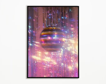 Preppy Wall Art, Disco Ball Print, Trendy Wall Art, Girly Wall Art, Dorm Room Decor, Funky Wall Art, Bar Cart Decor