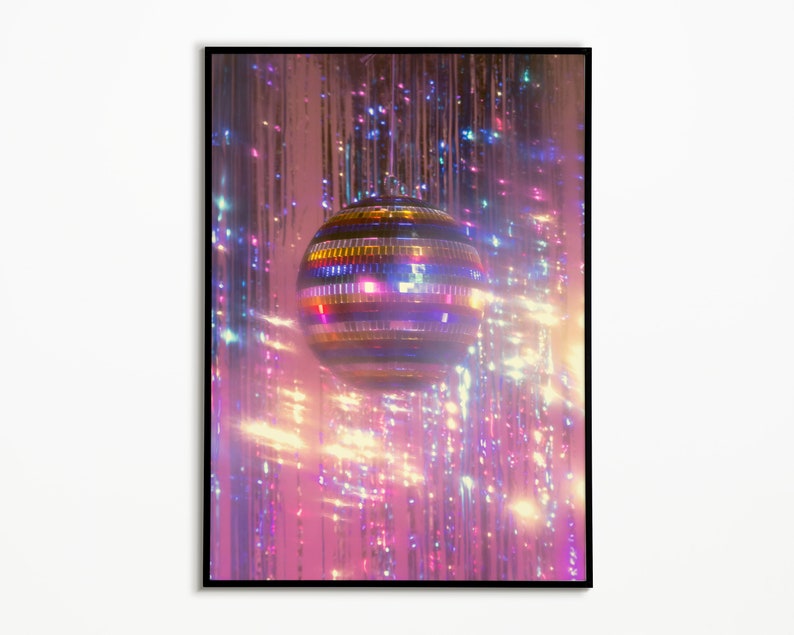 Preppy Wall Art, Disco Ball Print, Trendy Wall Art, Girly Wall Art, Dorm Room Decor, Funky Wall Art, Bar Cart Decor image 1