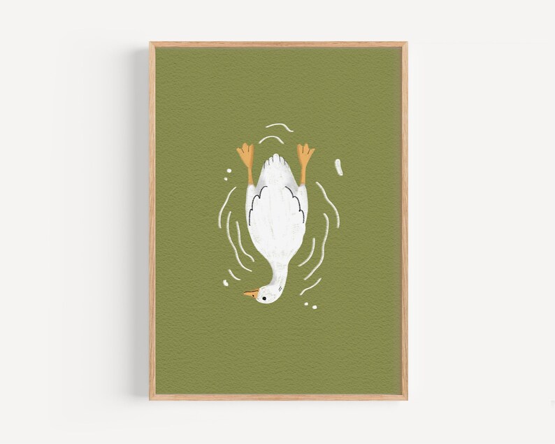 Sage Green Goose Wall Art Set of 6 – Farmhouse Nursery Decor, Kids Room ...