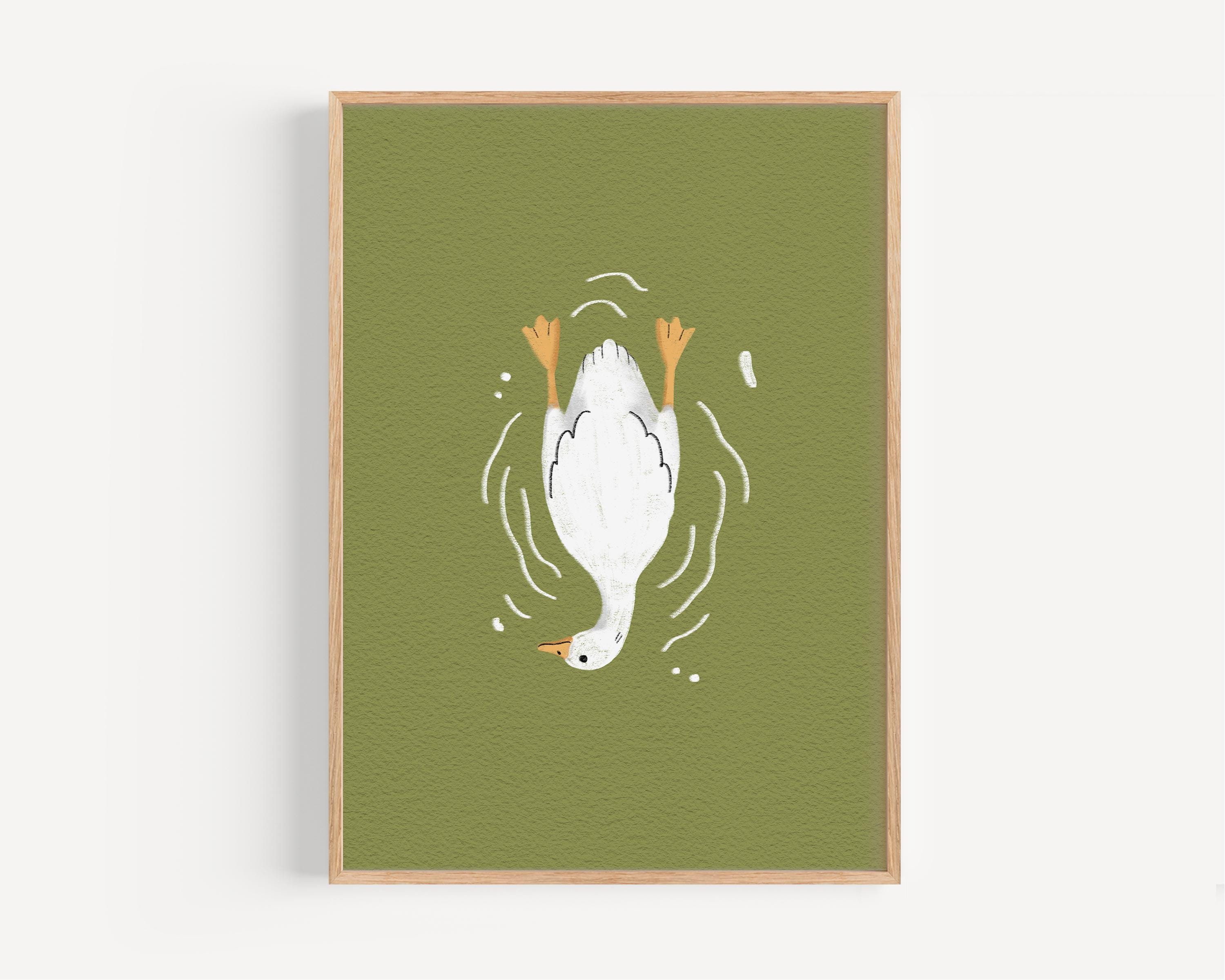 Sage Green Goose Wall Art Set of 6 – Farmhouse Nursery Decor, Kids Room ...