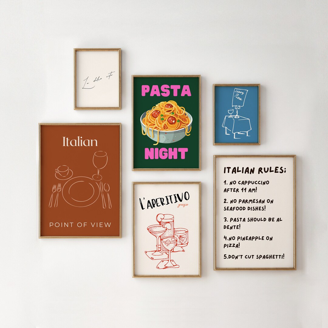 Italian Wall Art - 6 PRINTABLES - Italian Wall Decor - Italian Food Art ...