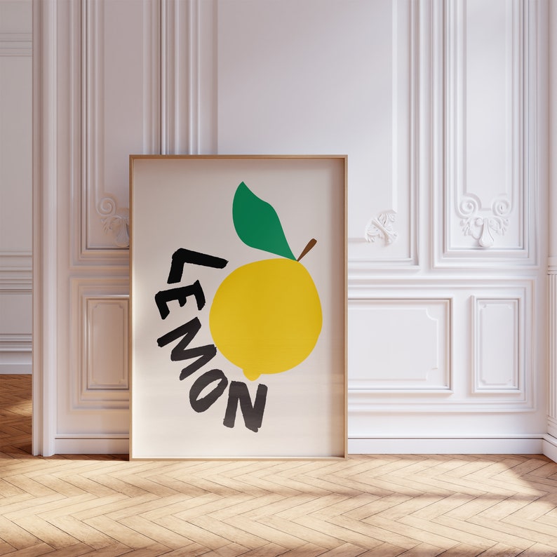 Aesthetic Kitchen Wall Art, Lemon Girl Gift, Lemon Poster, Kitchen Print, Kitchen Poster, Large Wall Art, Digital Wall Art Print image 6