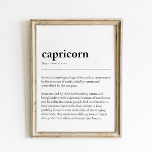 CAPRICORN DEFINITION PRINT Wall Art Print Capricorn Print Gift For Capricorn Zodiac Star Sign Astrology Art zdjęcie 1