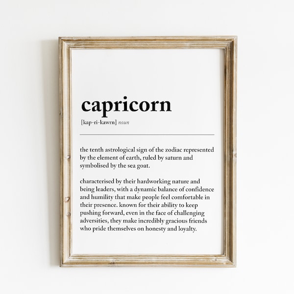 CAPRICORN DEFINITION PRINT | Wall Art Print | Capricorn Print | Gift For Capricorn | Zodiac Star Sign | Astrology Art