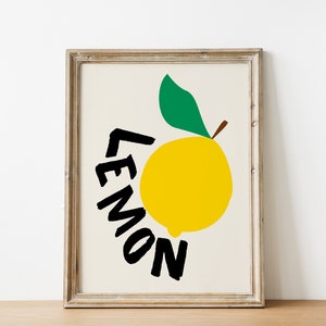 Aesthetic Kitchen Wall Art, Lemon Girl Gift, Lemon Poster, Kitchen Print, Kitchen Poster, Large Wall Art, Digital Wall Art Print image 5