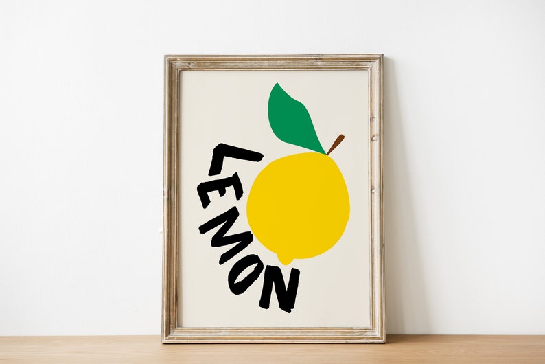 Aesthetic Kitchen Wall Art, Lemon Girl Gift, Lemon Poster, Kitchen Print, Kitchen Poster, Large Wall Art, Digital Wall Art Print image 5