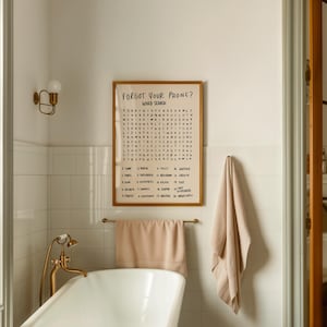 Bathroom Word Search Print, Forgot Your Phone Sign, Funny Guest Bath Wall Art image 10