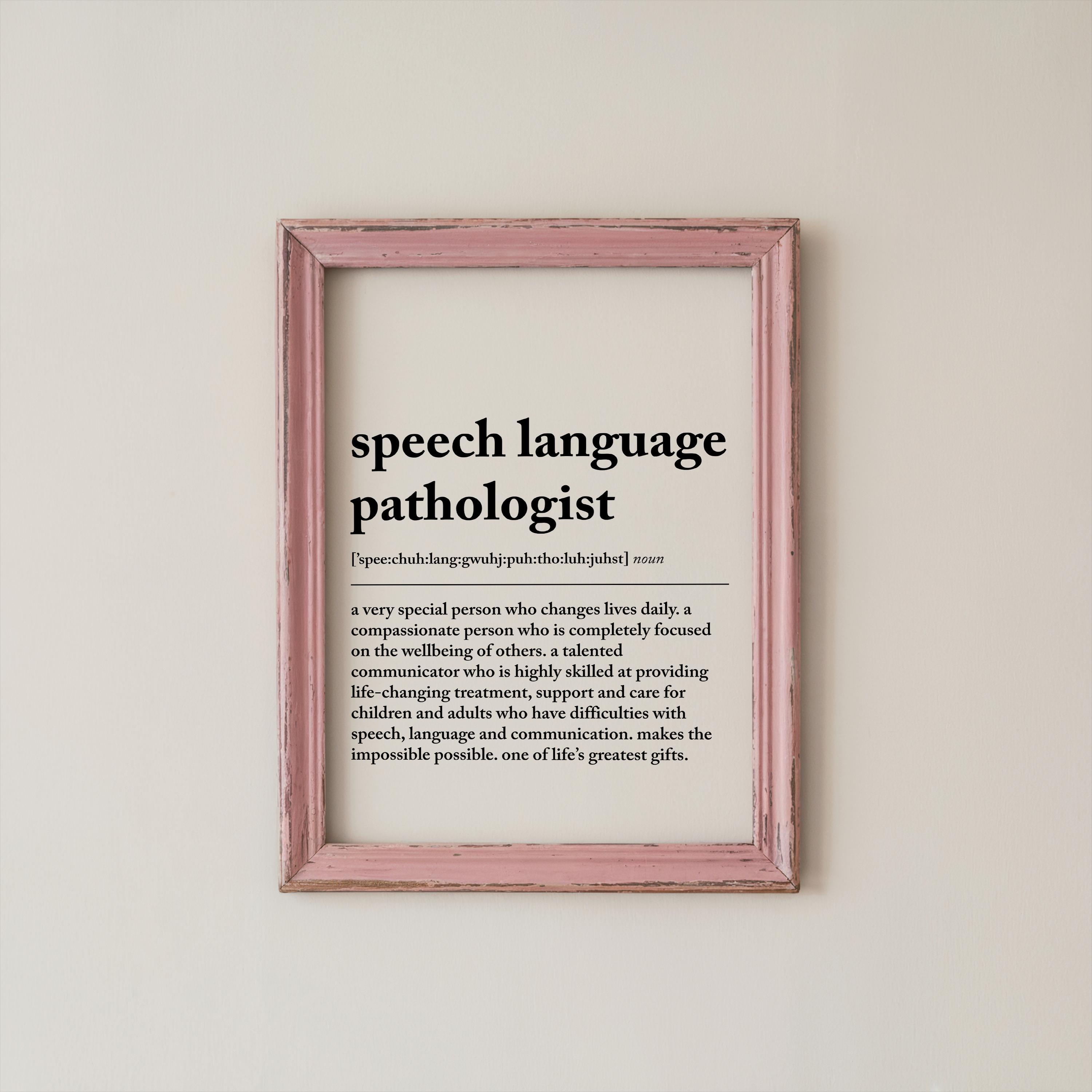 Speech Language Pathologist Definition Print: Therapist Gift 