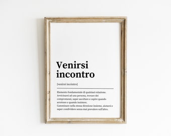 venirsi incontro definition print | italian quotes | wall art decor | living room decor | digital print