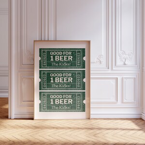 Green Ticket Wall Art St. Patrick's Decor Beer Wall Art Bar Cart Wall Decor Trendy Wall Art Cheers Print Digital Download image 10