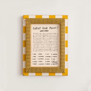 Bathroom Word Search Print, Forgot Your Phone Sign, Funny Guest Bath Wall Art image 5