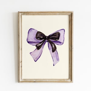 purple bow art poster, coquette room decor, purple girly wall art, balletcore digital print, aesthetic decor, digital print image 4