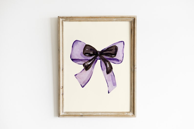 purple bow art poster, coquette room decor, purple girly wall art, balletcore digital print, aesthetic decor, digital print image 4