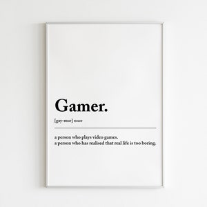 Gamer Definition Print | Gamer Print | Gaming Wall Art | Gamer Gifts | Boys Bedroom Decor | Game Gift | Gaming Print