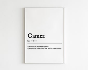 Gamer Definition Print | Gamer Print | Gaming Wall Art | Gamer Gifts | Boys Bedroom Decor | Game Gift | Gaming Print