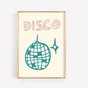 Discobal decor cadeauposter, preppy kamer decor barwagen kunst, disco pastel kleur bar winkelwagen kunst aan de muur, maximalistische slaapzaal decor girly muurkunst