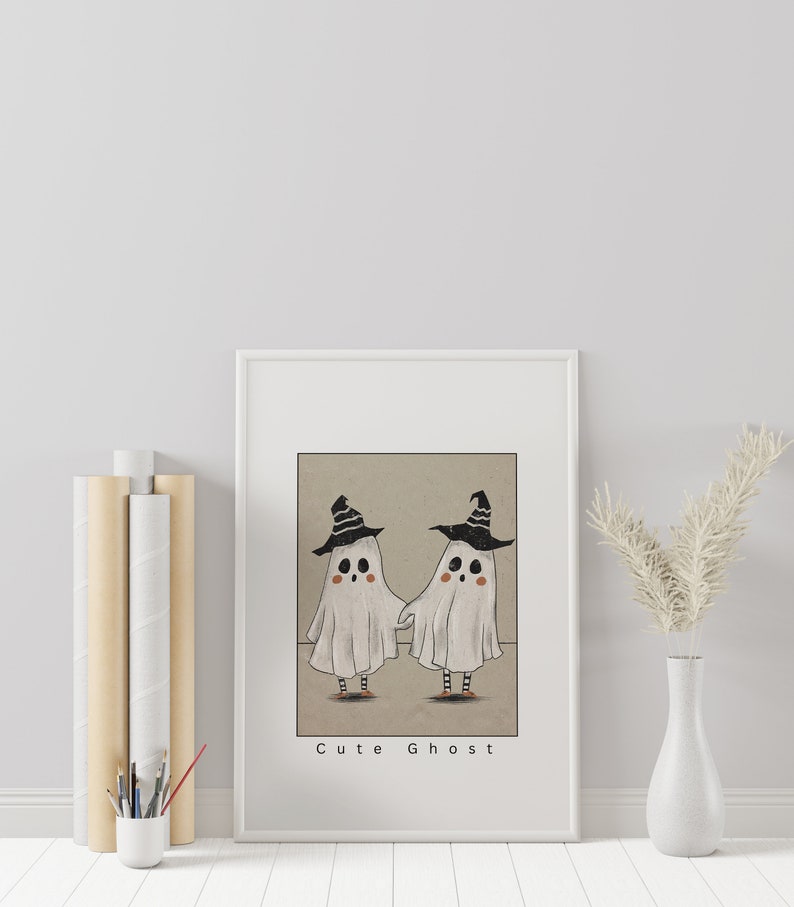 halloween decor cute ghost halloween printable wall art vintage halloween poster large wall art digital print image 5