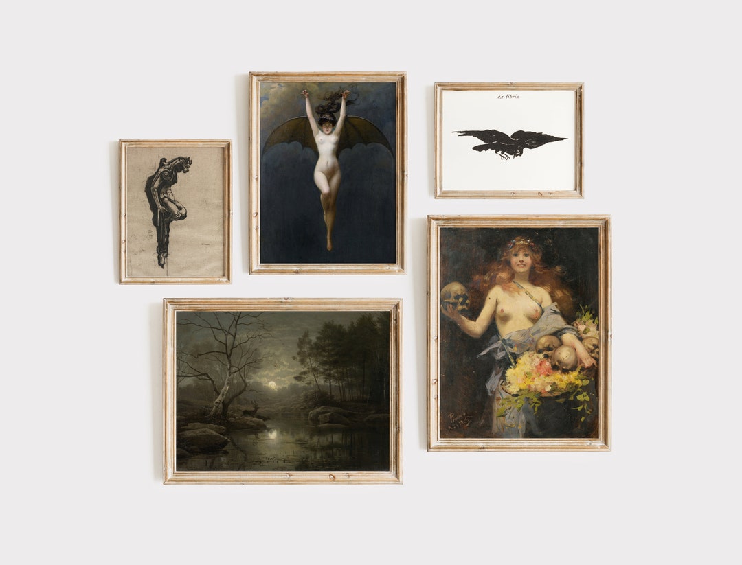Dark Academia Gallery Wall Print Set | Vintage Art Prints | Moody ...