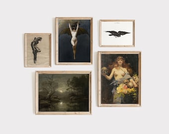 Dark Academia Gallery Wall Print Set | Vintage Art Prints | Moody Gallery Wall Set | Victorian Art | Printable Art | Dark Academia Decor