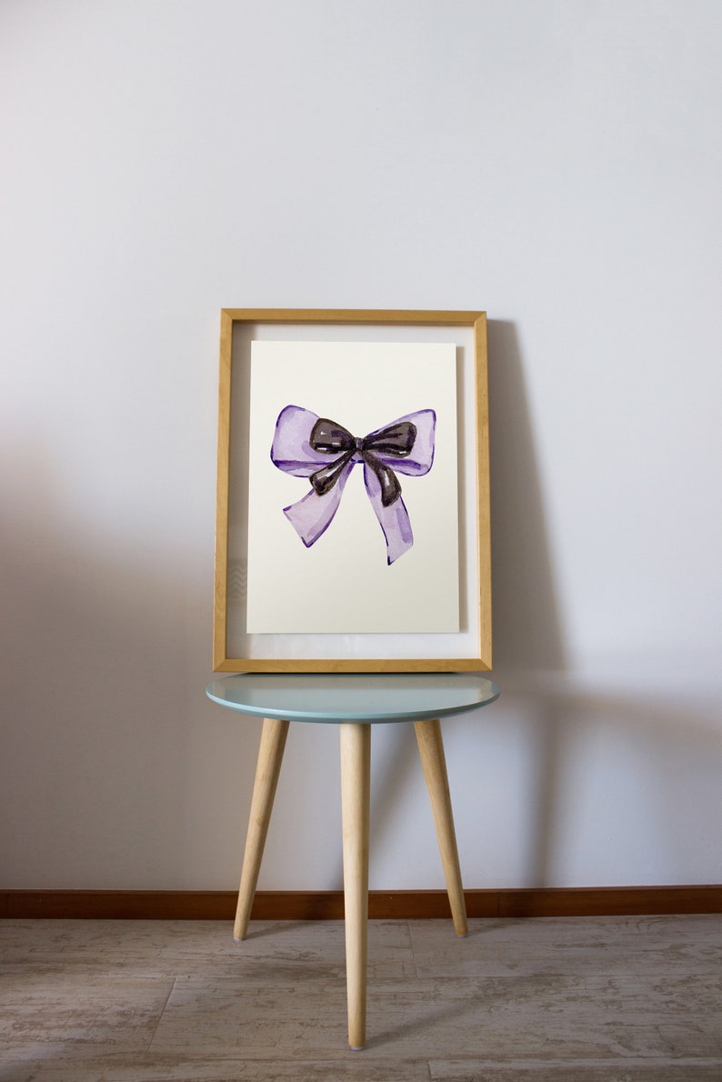 purple bow art poster, coquette room decor, purple girly wall art, balletcore digital print, aesthetic decor, digital print image 5