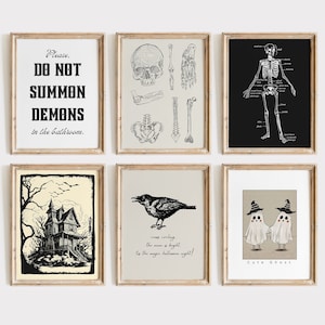 Vintage Halloween Art Prints: Spooky Decor Set of 6 (Digital Downloads)