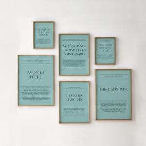 french quote wall art - set of 6 printables - instant download - kitchen decor - french gift - printable wall art - french language print