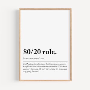 80/20 Regel Definition Print: Lustige Office Wand Kunst (Digitaler Download)