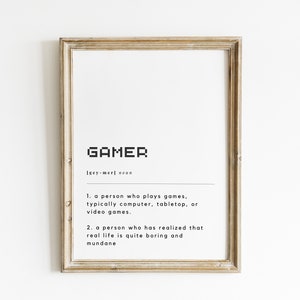 Gamer Definition Print: Pixel Art for Man Cave (Digital Download)