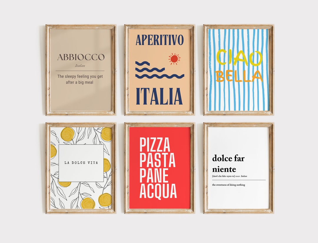 Italian Wall Art | Set of 6 Printable | Italian Wall Decor | Italian ...