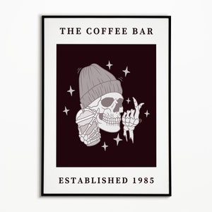 coffee wall art coffee bar print halloween coffee bar decor skeleton print coffee poster coffee printable digital download image 2