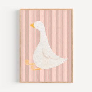 Pink Goose Nursery Art: Farmhouse Animal Print (Digital Download)