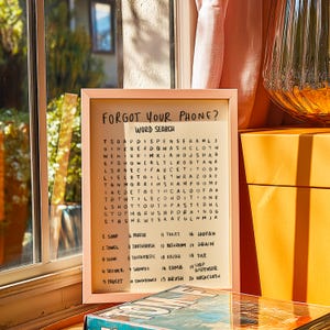 Bathroom Word Search Print, Forgot Your Phone Sign, Funny Guest Bath Wall Art image 8