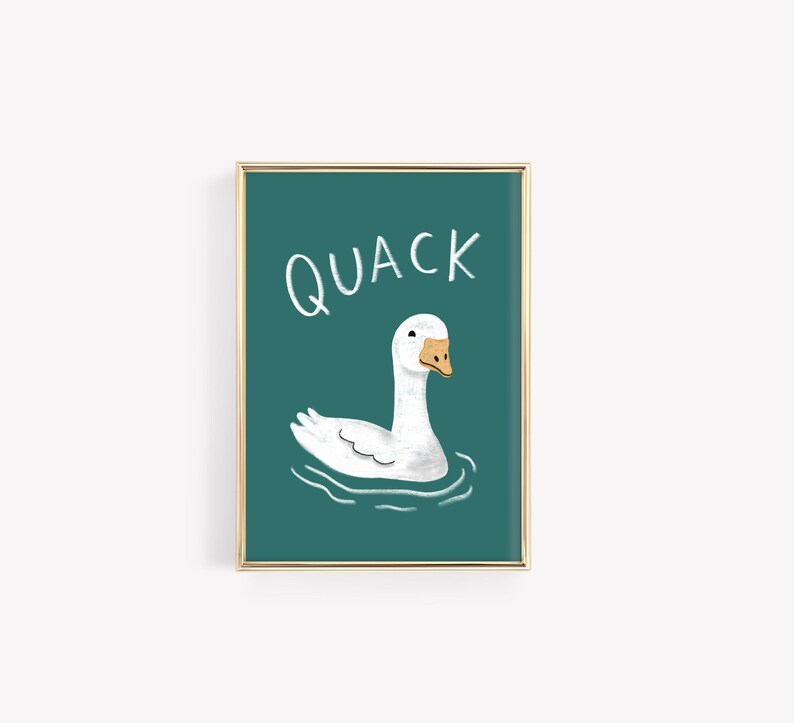Duck Pop Art Print Set: Retro Teal Mid-century Modern Nursery Decor ...