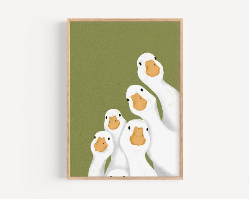 Sage Green Goose Wall Art Set of 6 – Farmhouse Nursery Decor, Kids Room ...