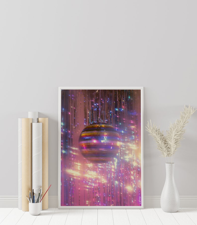 Preppy Wall Art, Disco Ball Print, Trendy Wall Art, Girly Wall Art, Dorm Room Decor, Funky Wall Art, Bar Cart Decor image 6