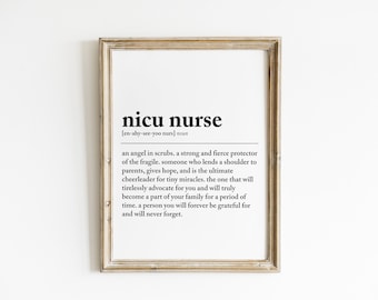 Lámina artística con la definición de enfermera de la UCIN: Regalo para enfermera de la UCI neonatal (descarga digital)