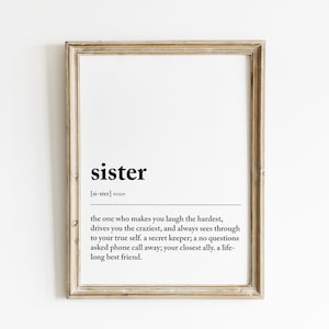 Sister Definition Print | Best Friend Gift | Sister Wall Art | Sister Meaning | Dictionary Definition Minimalist | DIGITAL FILE