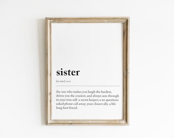 Sister Definition Print | Best Friend Gift | Sister Wall Art | Sister Meaning | Dictionary Definition Minimalist | DIGITAL FILE