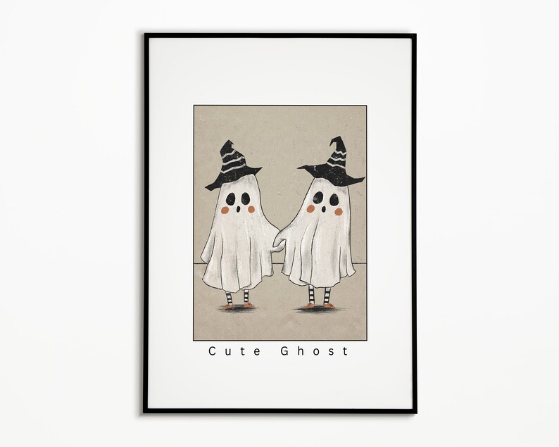 halloween decor cute ghost halloween printable wall art vintage halloween poster large wall art digital print image 2