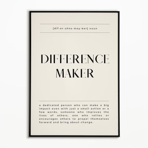 Difference Maker Definition Print Minimalist Wall Art For Sister, Best Friend, Mentor Instant Download Minimal Beige Wall Art image 8