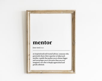 mentor definition print | mentor gift for women | inspirational wall decor | gift for boss | minimalist print | digital art | download