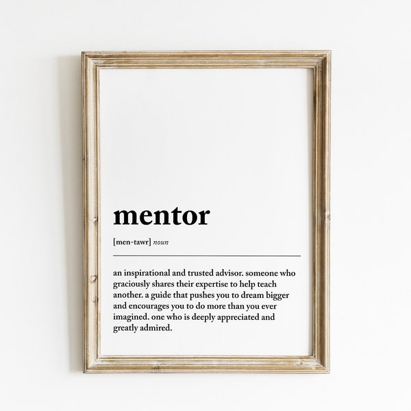 mentor definition print | mentor gift for women | inspirational wall decor | gift for boss | minimalist print | digital art | download