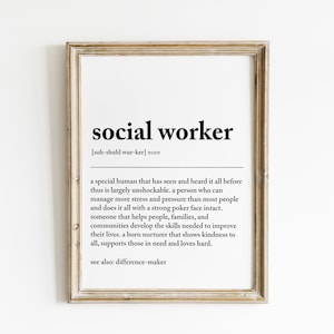 social worker definition print | social worker gift for office | social worker grad gift | social worker office decor | digital download