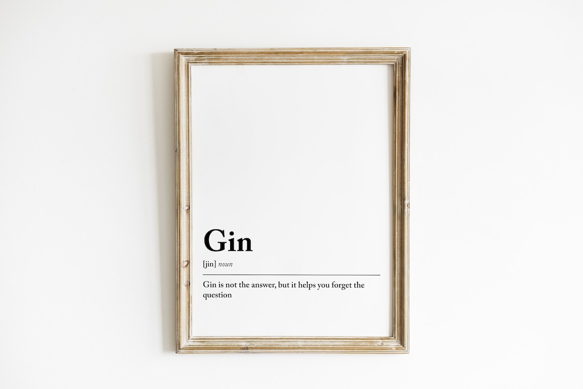 Gin Definition Print Gin Bar Print Gin Wall Art Gin Lover Gift