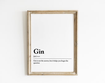 Gin Definition Print: Minimalist Bar Wall Art (Digital Download)