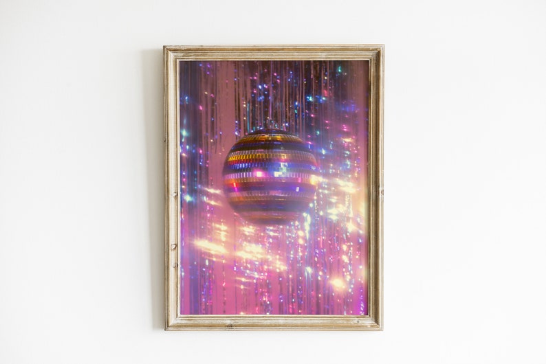 Preppy Wall Art, Disco Ball Print, Trendy Wall Art, Girly Wall Art, Dorm Room Decor, Funky Wall Art, Bar Cart Decor image 2