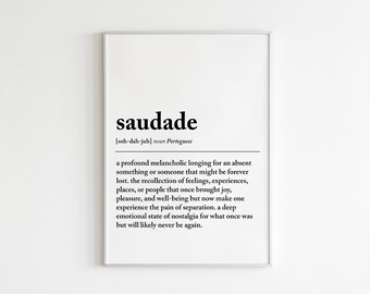 Saudade Definition Print Portuguese Home Decor Portuguese Etsy